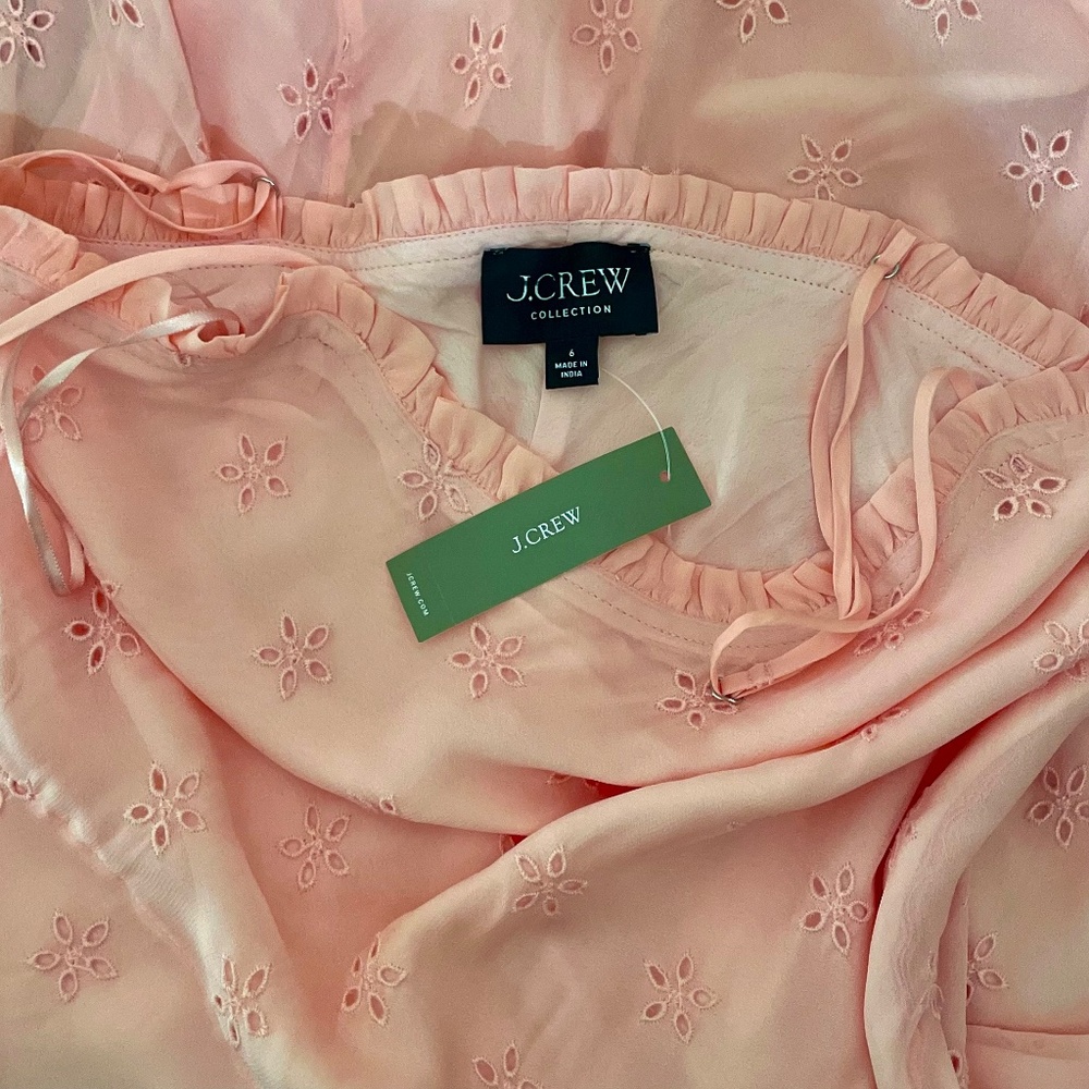 NWT!! J. CREW Collection Eyelet Maxi Slip Dress Blushed Peach Pink Fairy Size 6 - Picture 12 of 16